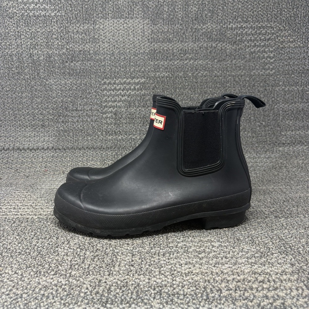 Hunter Original Short Ankle Chelsea Rain Boots Women's 9 UK 7 Black Rubber